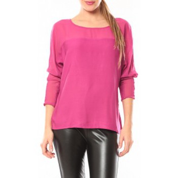 Textiel Dames T-shirts met lange mouwen Vero Moda Melnes 7/8 Top 10106830 Fushia Roze