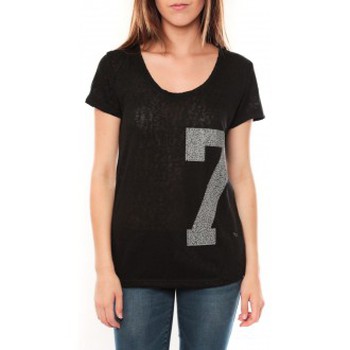 Textiel Dames T-shirts korte mouwen Tcqb Tee shirt SL1601 Noir Zwart